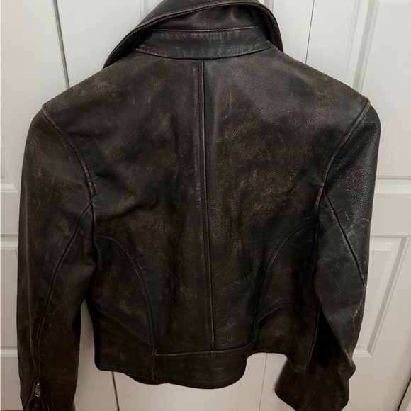 Abercrombie & Fitch women’s Black Leather Bomber-Style Jacket - Picture 4 of 6